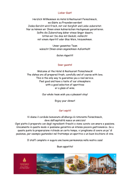 Lieber Gast! - Hotel Feinschmeck