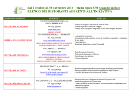 dal 1 ottobre al 30 novembre 2014 – menu tipico €30 bevande