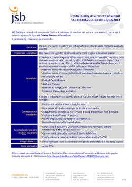 Profilo Quality Assurance Consultant Rif.: JSB.HR