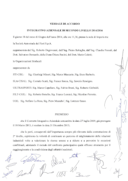 AUTOFIORI : verbale accordo 2&deg; livello