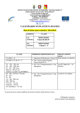 Calendario scolastico 2014/2015 - IISS Danilo Dolci di Partinico