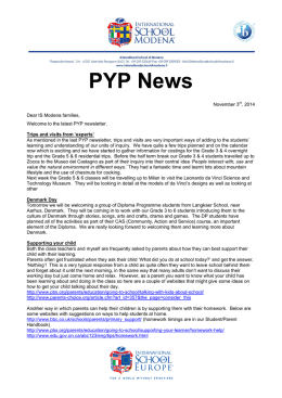 PYP News - International School of Modena
