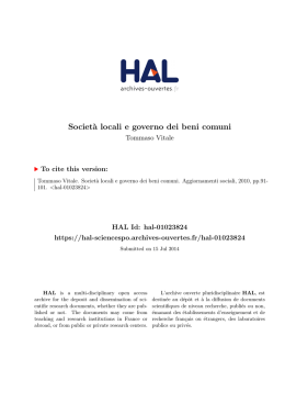 Societ&agrave; locali e governo dei beni comuni