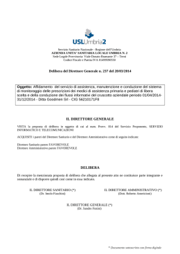 Delibera del Direttore Generale n. 237 del 28/03/2014 Oggetto