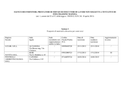 ELENCO DEI FORNITORI, PRESTATORI DI SERVIZI ED