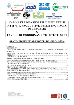 Standardizzazione procedure - Nota n. 2/2014