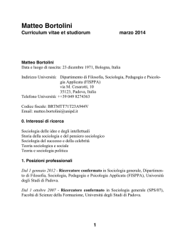 Matteo Bortolini - Didattica - Universit&agrave; degli Studi di Padova
