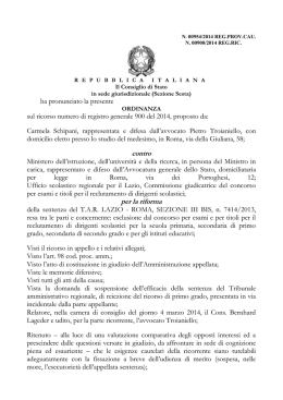 CDS Ordinanza 954-2014 riforma sentenza TAR Lazio