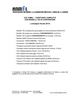 Tariffe CAF Anmil Piemonte