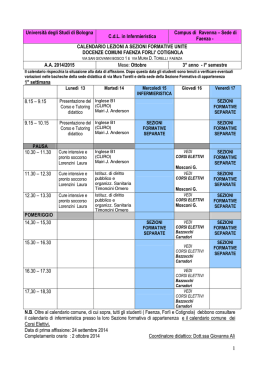 1 Universit&agrave; degli Studi di Bologna C.d.L. in Infermieristica Campus