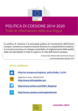 POLITICA DI COESIONE 2014-2020