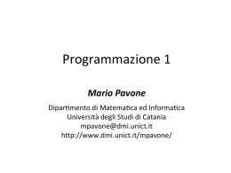 Programmazione 1 - Università degli Studi di Catania