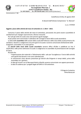 piano attivit&agrave; settembre 2014