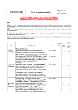 piano attivit&agrave; scuola secondaria