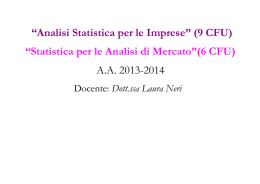 “Analisi Statistica per le Imprese” (9 CFU) “Statistica per le Analisi di