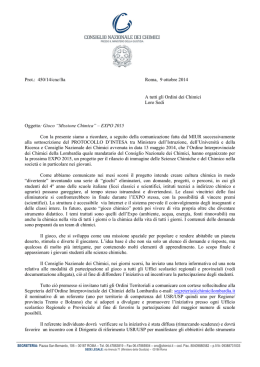 Prot.: 450/14/cnc/fta Roma, 9 ottobre 2014 A tutti gli Ordini dei