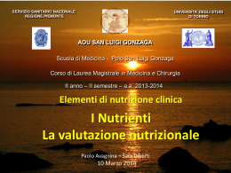 I nutrienti e la valutazione nutrizionale