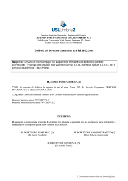 Delibera del Direttore Generale n. 153 del 28/02/2014 Oggetto