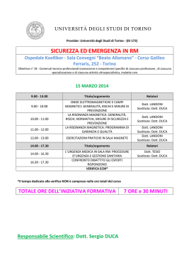 PROGRAMMA_DUCA EMERGENZA - Università degli Studi di Torino