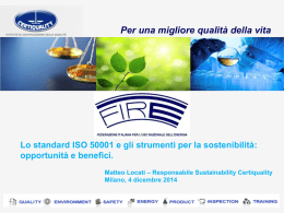 Lo standard ISO 50001 e gli strumenti per la sostenibilità