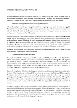 1 ISTRUZIONI OPERATIVE SUL NUOVO PORTALE FDG Come