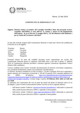 Roma, 12 feb 2014 COMUNICATO AL PERSONALE N. 529