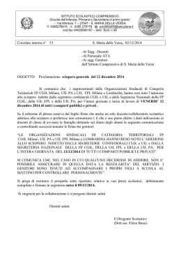 Circolare interna n° 53 S. Maria della Versa, 02/12/2014
