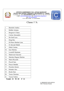 Classe 1^A - Istituto Comprensivo "MO Attilio Bagnolini"