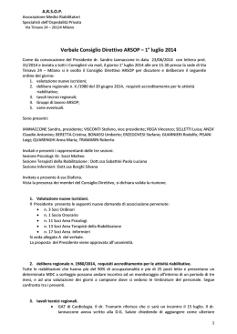 Verbale Consiglio Direttivo ARSOP – 1° luglio 2014