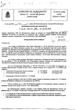 liquidazione 80% del finanziamento relativo al progetto per l