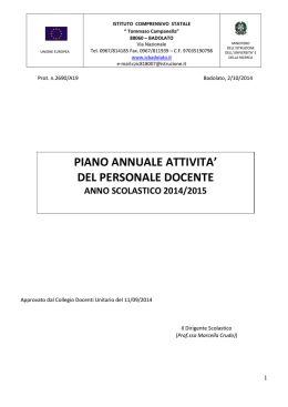Pianno annuale delle attivit&agrave; 2014/2015
