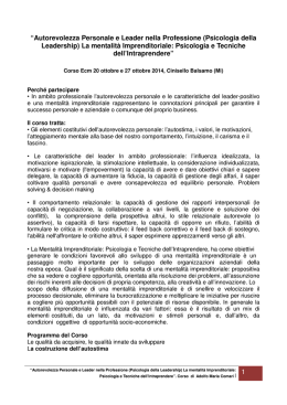 1 &ldquo;Autorevolezza Personale e Leader nella Professione
