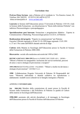 1 Curriculum vitae Prof.ssa Elena Saviano nata a Palermo ed ivi