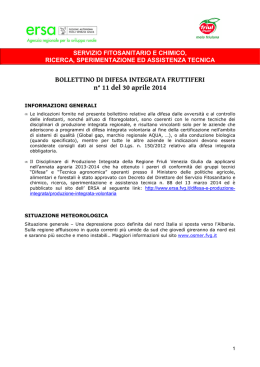 Bollettino difesa integrata fruttiferi n 11 del 30 aprile 2014