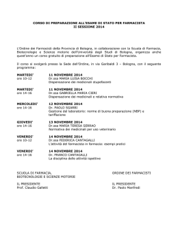 Calendario corso preparazione esami stato farmacisti 1 sessione 2014