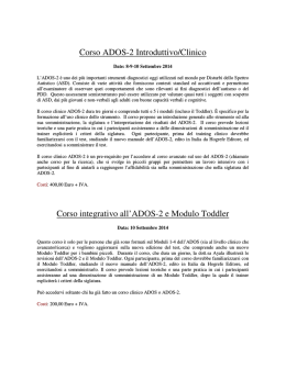 Corso ADOS-2 Introduttivo/Clinico Corso integrativo all