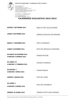 calendario scolastico 2014/2015 - Istituto Maddalena di Canossa