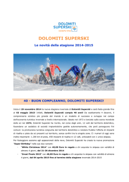 1 Dolomiti Superski - Le novit&agrave; per la stagione 2014-2015