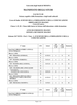 Piano di Studi classe L 19 Noto - Universit&agrave; degli Studi di Messina