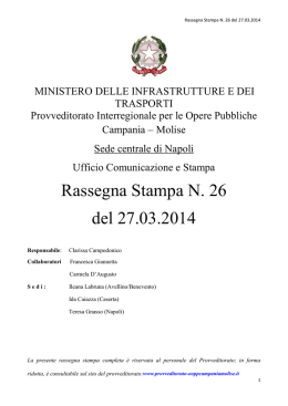 Rassegna Stampa RIDOTTA n.26 del 27.03.2014