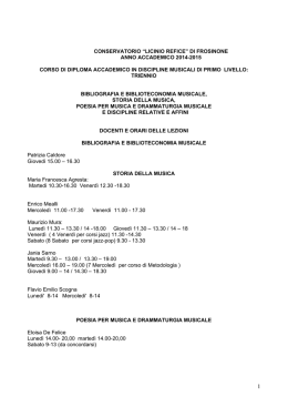 conservatorio &ldquo;licinio refice&rdquo; di frosinone anno accademico 2014