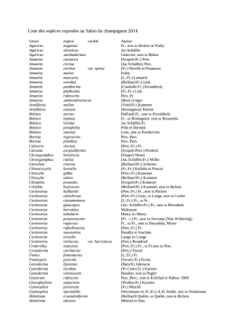 Liste des espèces exposées au Salon du champignon 2014