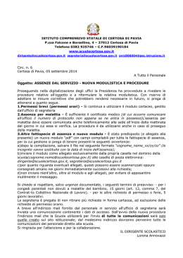 Circolare procedure assenze - Istituto Comprensivo Certosa di Pavia