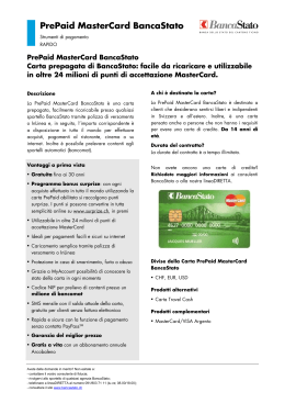 PrePaid MasterCard - Banca dello Stato del Cantone Ticino