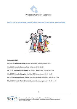 Calendario Progetto Genitori del Luganese 2014-2015