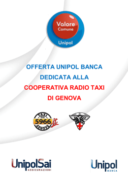 offerta unipol banca dedicata alla cooperativa radio taxi di genova