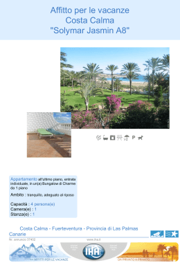 Affitto per le vacanze Costa Calma "Solymar Jasmin A8"