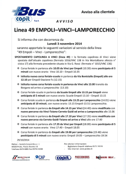 AVVISO Linea 49 EMPOLI–VINCI–LAMPORECCHIO