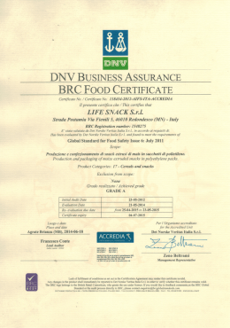 DNV BUSINESS AsSURANCE BRC F001) CERTIFICATE