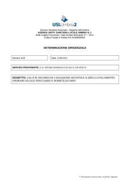 DETERMINAZIONE DIRIGENZIALE OGGETTO: USL/P.M. RICORSO
